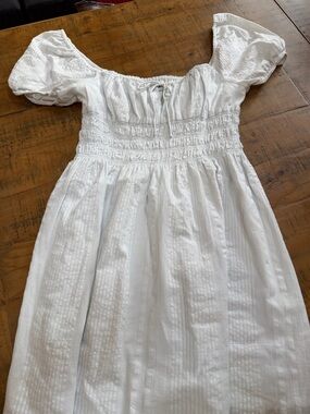 Sunday Best White Smocked Puff-Sleeve dress